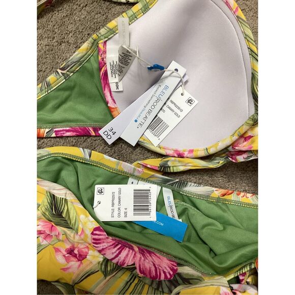 New. Bleu Rod Beattie tropical bikini. 34DD/6-bottom. Retails $169
